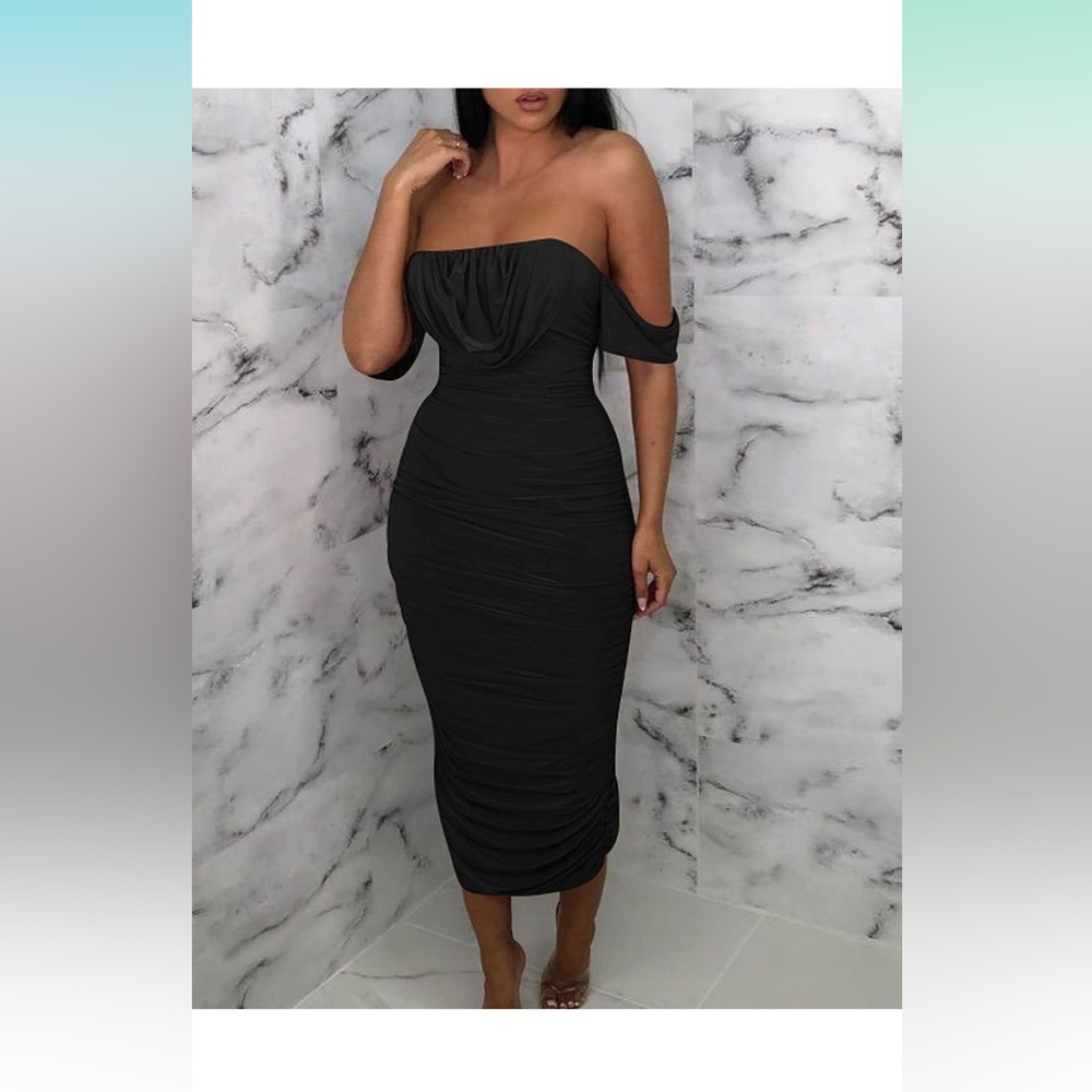 Bodycon Strapless Off Shoulder Midi Club Party Tube Dresses
